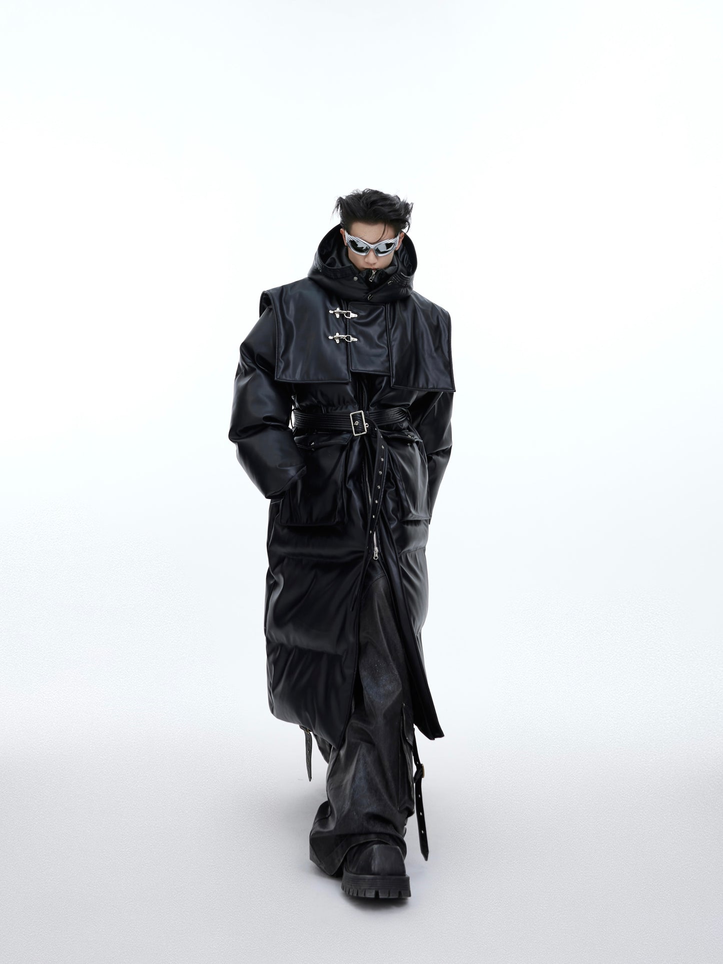 Hooded Shawl Thickened Leather Cotton Jacket