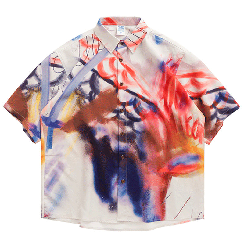 Chemise ample à manches courtes colorée