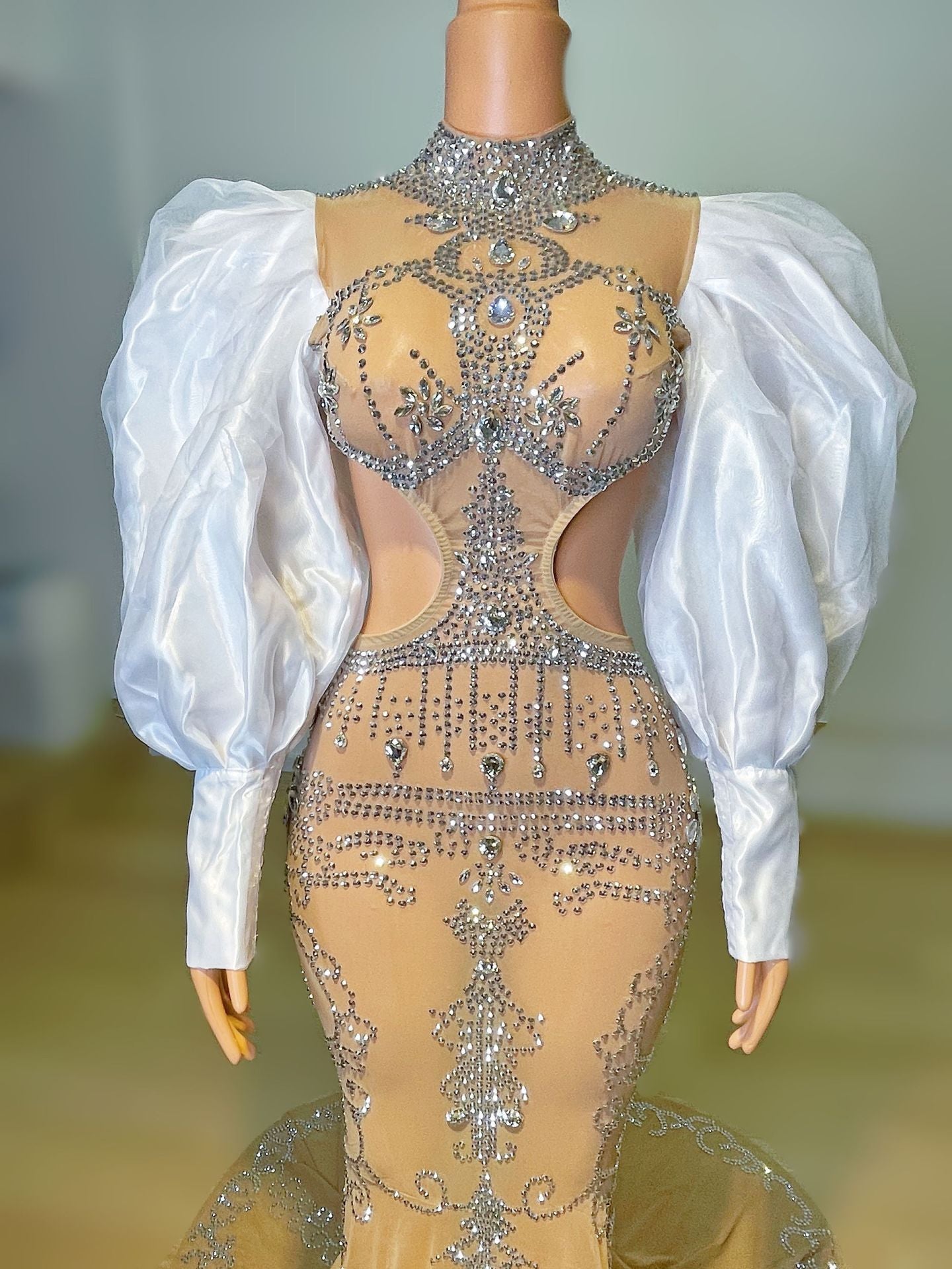 Sparkling Rhinestone Mopping Dress Backless