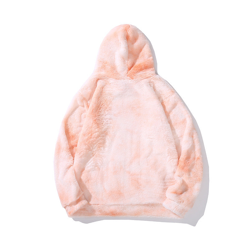 New Pullover Tie-dye Plush Hooded Sweater