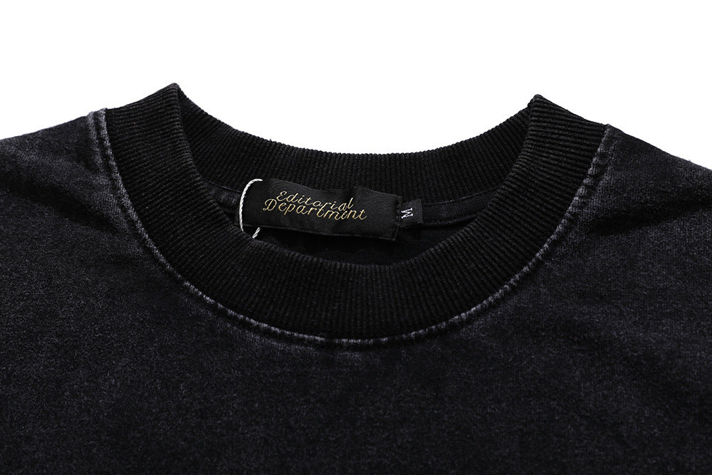 Loose Round Neck Fashion Original Design Washed T-shirt