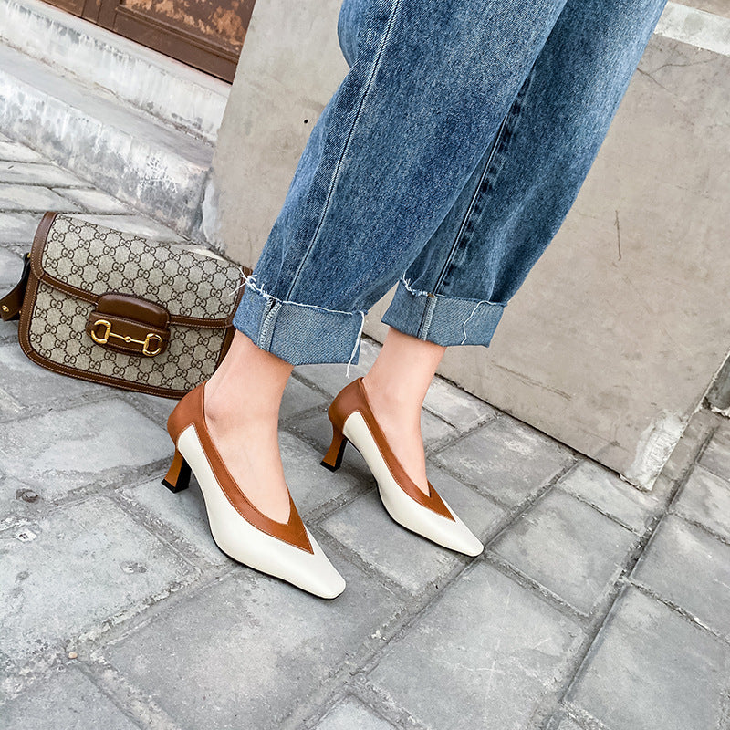 Chaussures à talons hauts avec pointe carrée pour femme