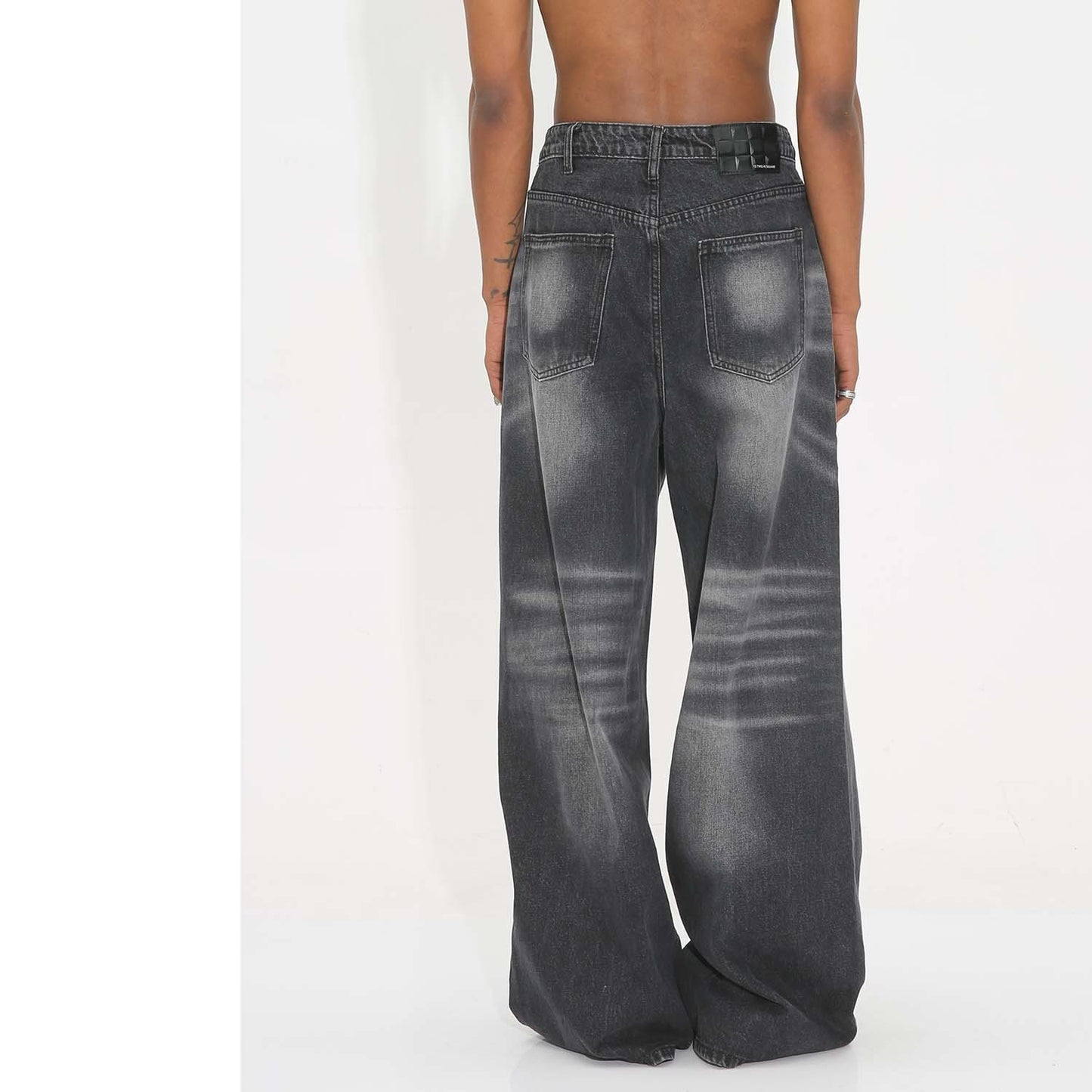 Washed Vintage Straight Wide-leg Pants Mopping Floor Denim