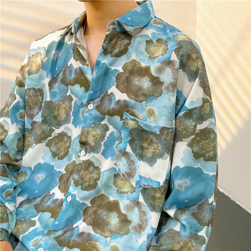 Loose Vintage Floral Shirt Long Sleeve