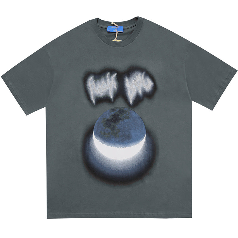 Loose moon pattern short sleeves