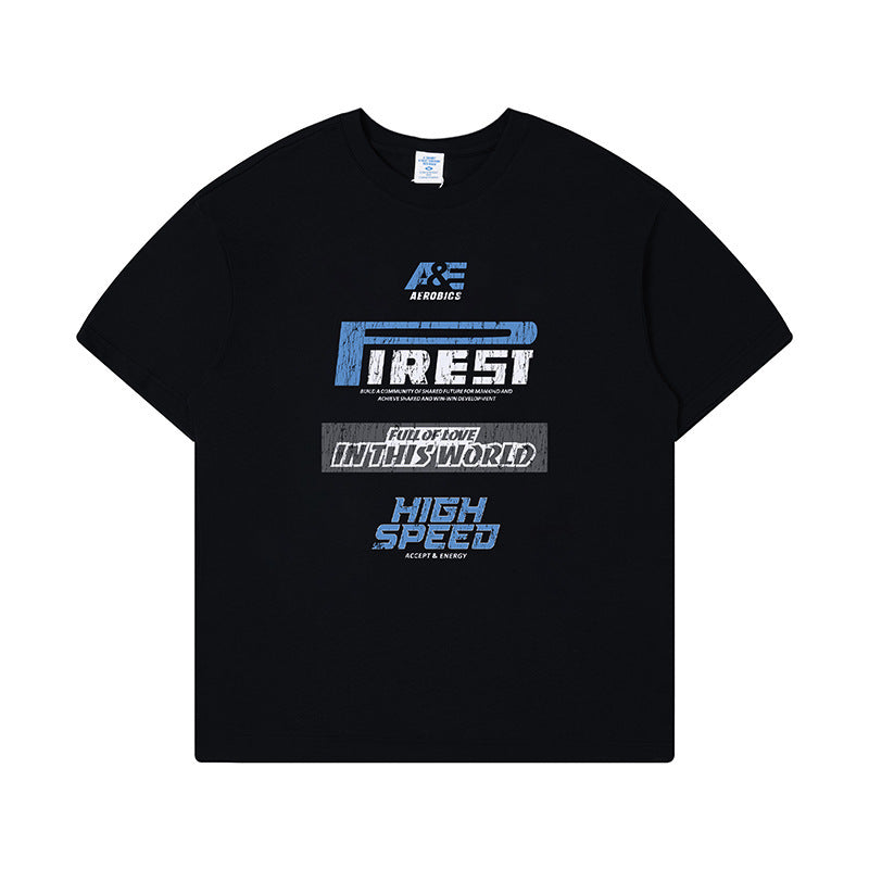 Retro Printed T-shirt Short Sleeve Men