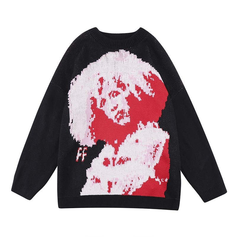 High Street Character Full Print Jacquard Crew Neck Sweater