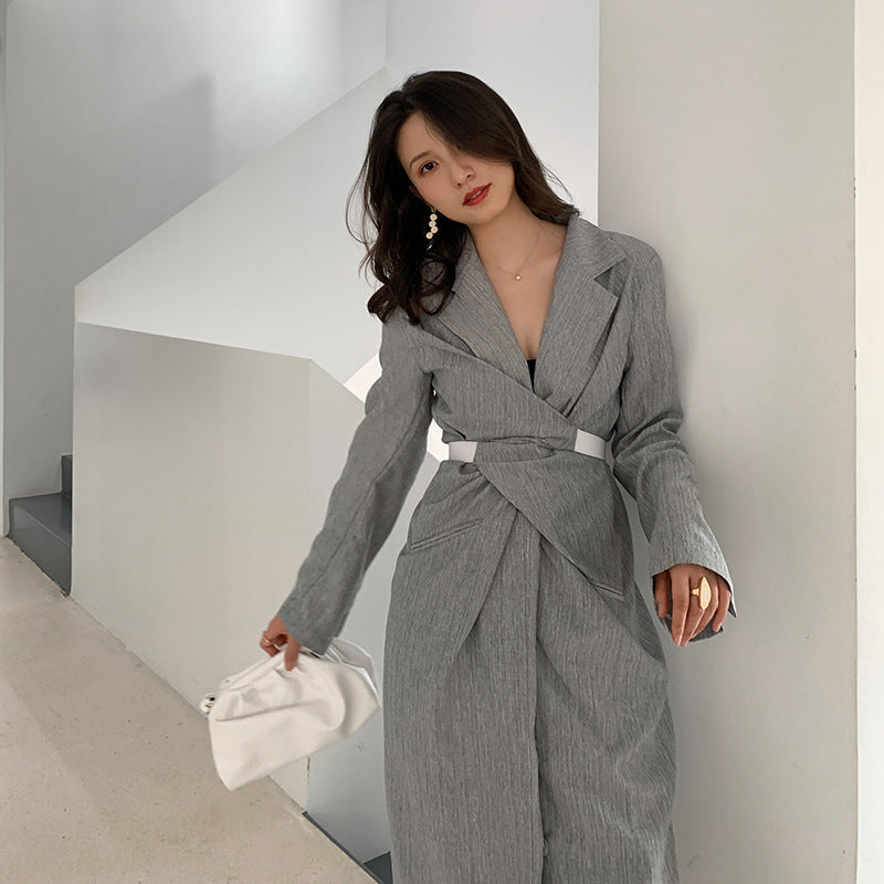 Women's long sleeve hip suit dress