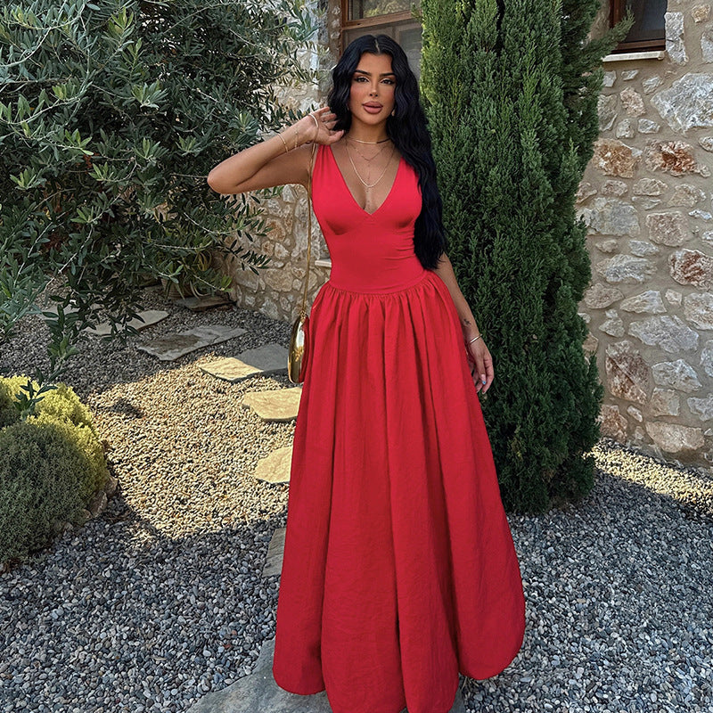 Gilet ajusté à col en V pour robe trapèze femme