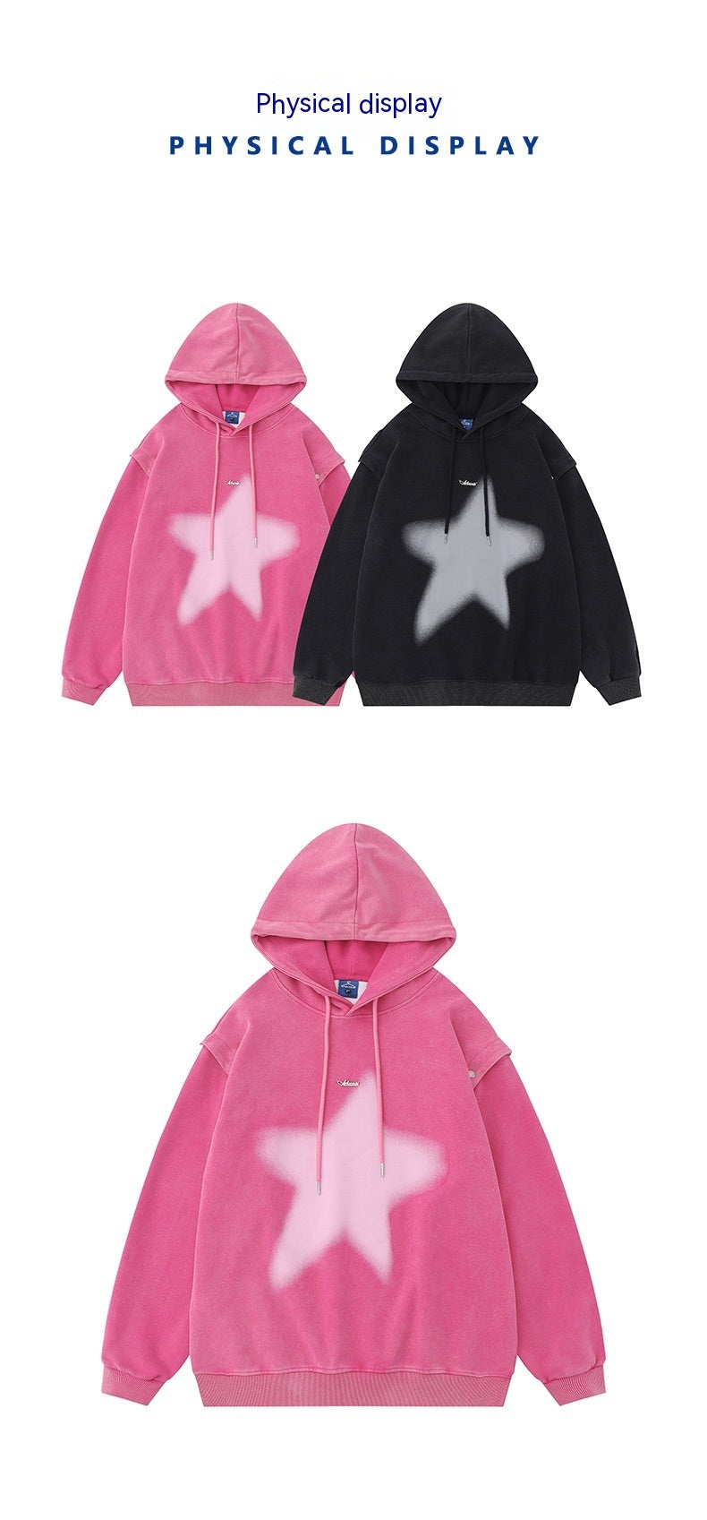 American-style Printed Distressed Detachable Sweater Autumn Couple Loose Top