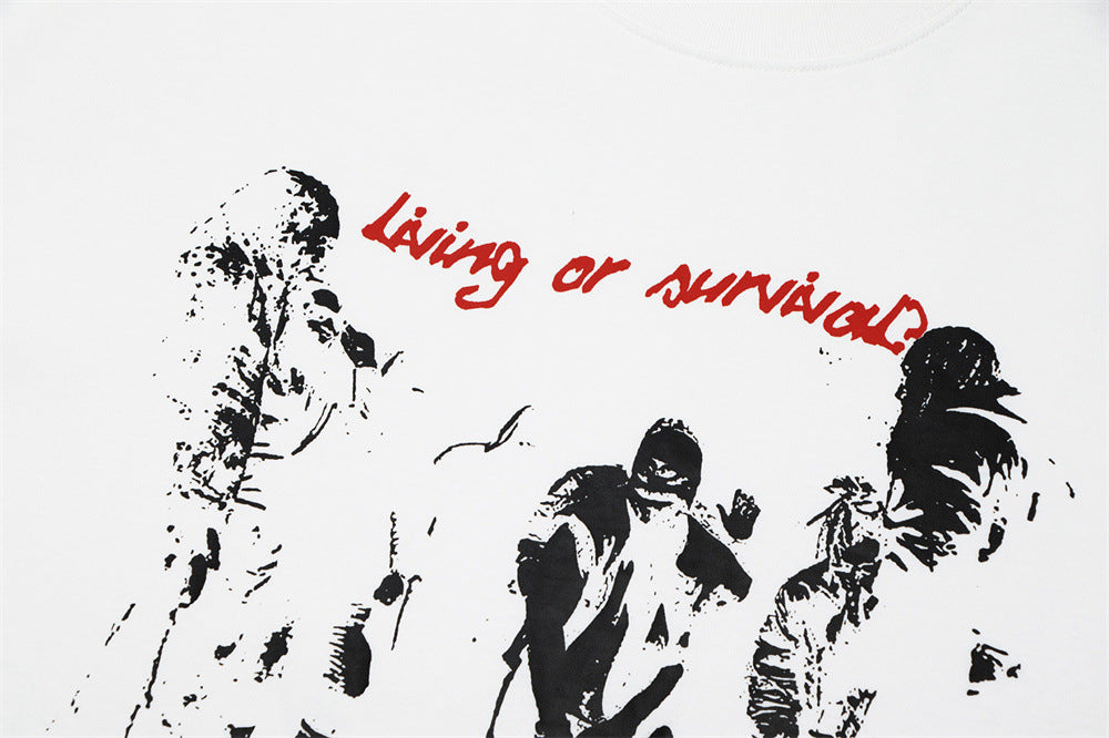 Character Abstract Printing Short-sleeved T-shirt Men