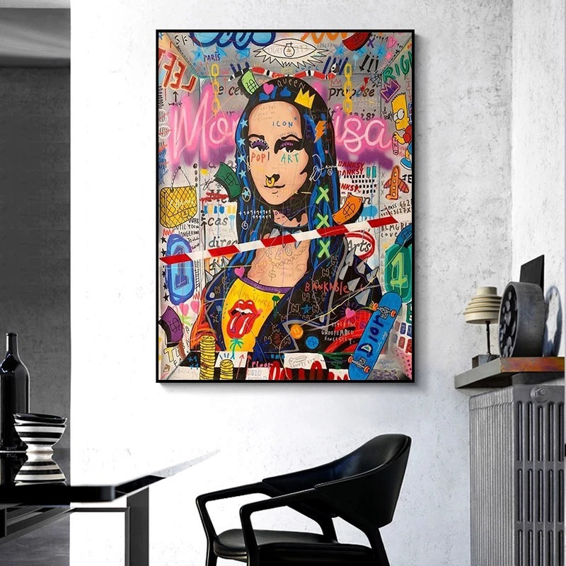 Mona Lisa Graffiti Art Canvas Painting