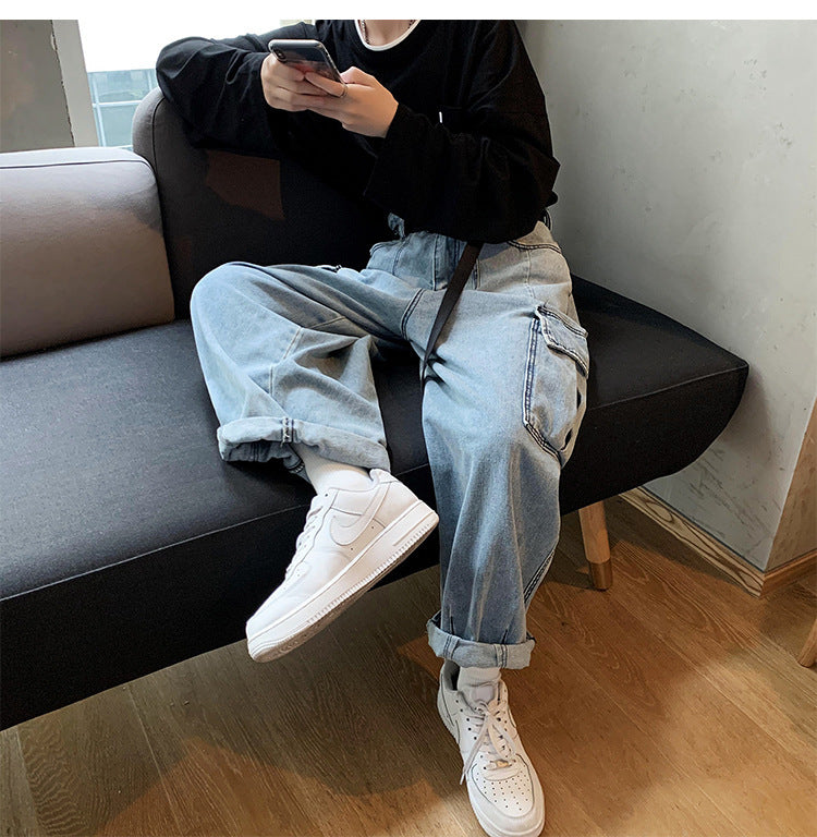 Straight Leg Wide-Leg Pants Men's Jeans