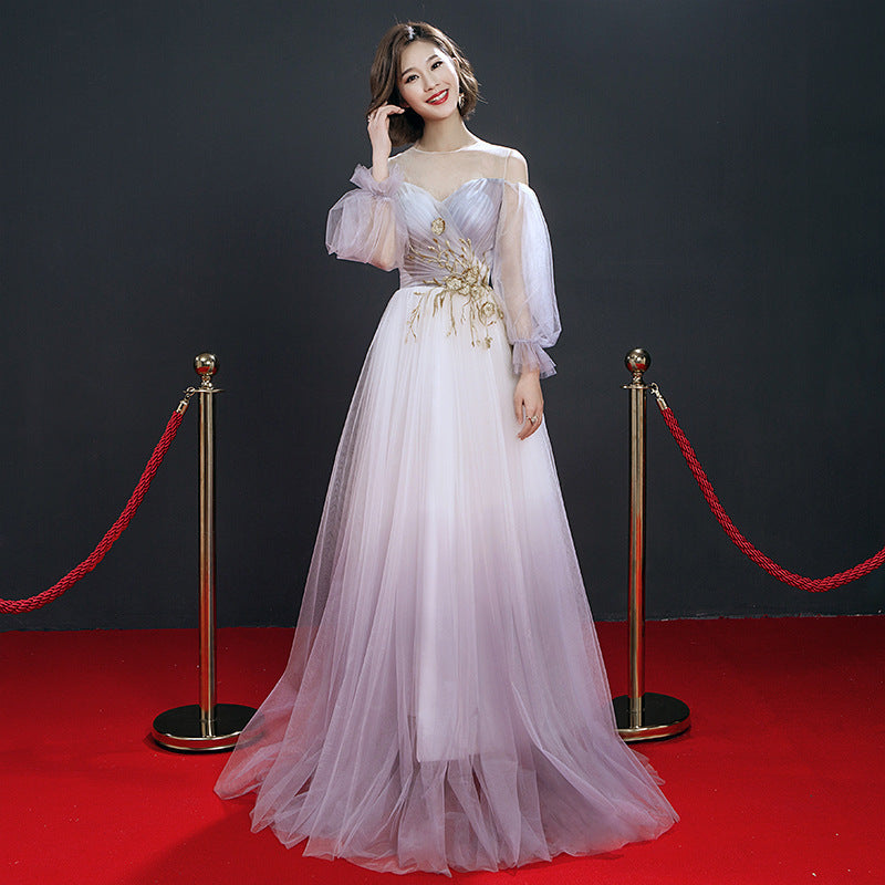 Length Evening Dress With Neck Hanging To Show Slimming