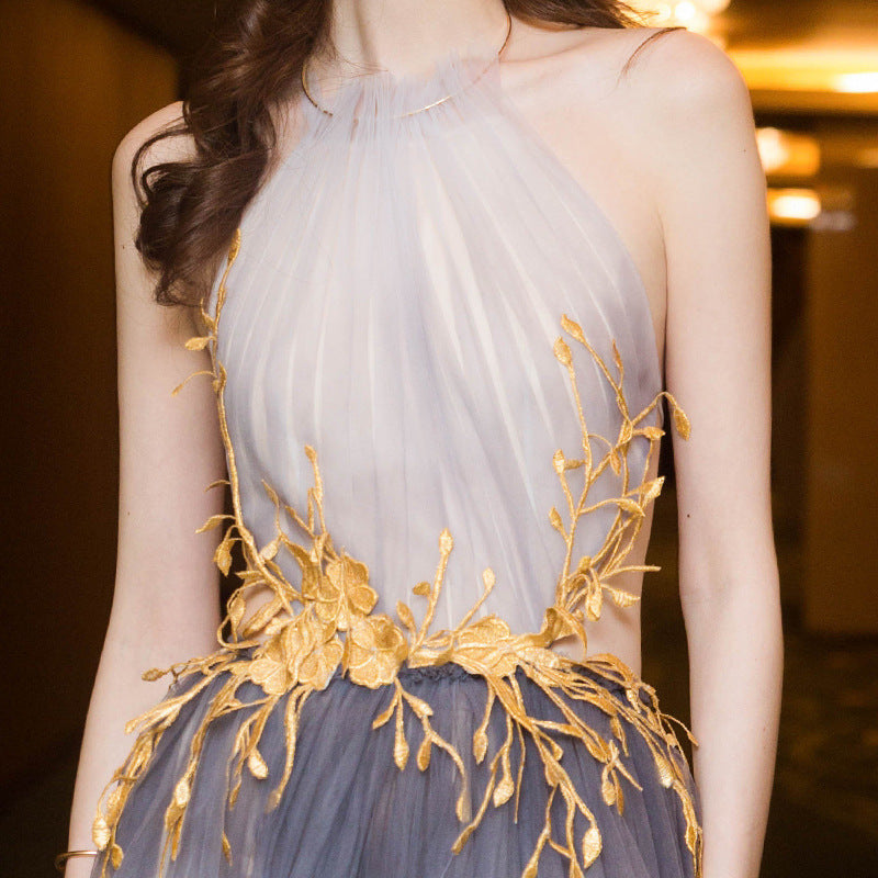 Length Evening Dress With Neck Hanging To Show Slimming