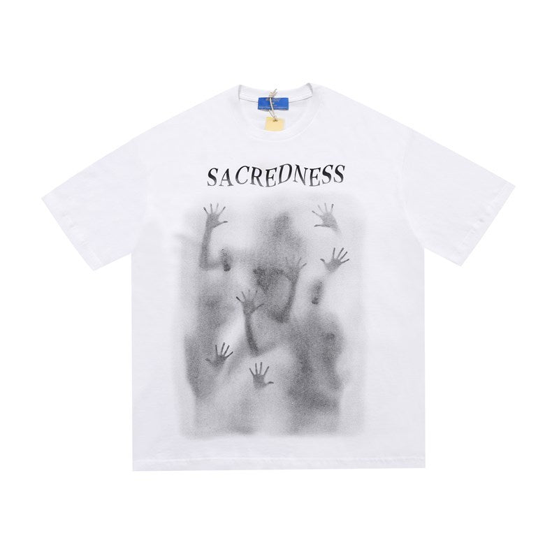 T-shirt à manches courtes imprimé graffiti européen et américain