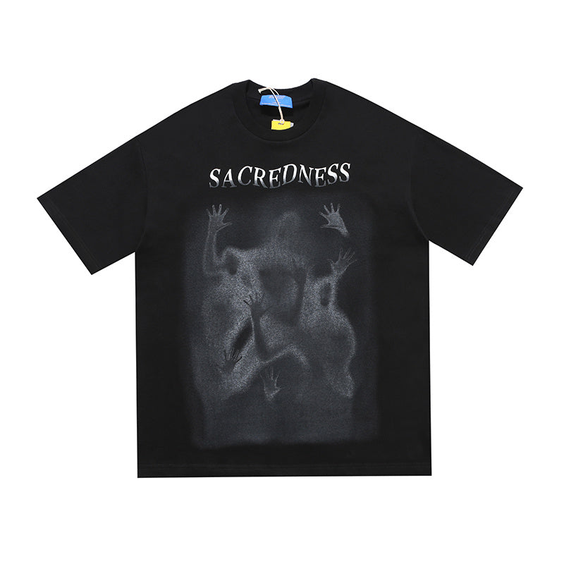 T-shirt à manches courtes imprimé graffiti européen et américain