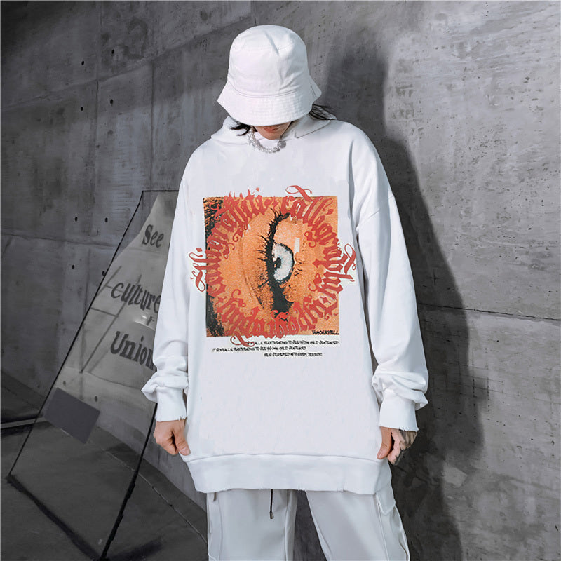 Pull à capuche en velours épais style hip-hop ample