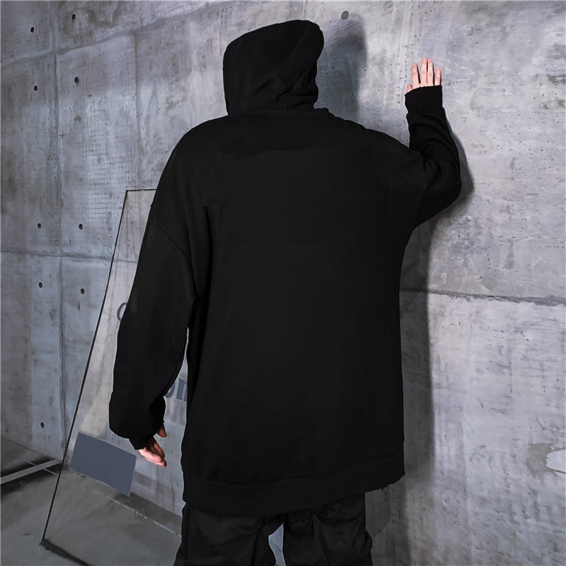 Pull à capuche en velours épais style hip-hop ample