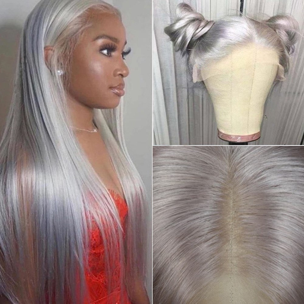 Lace Wig Before The Division Of Silver White Long Straight Hair