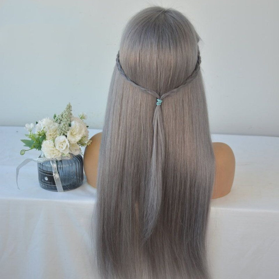 Lace Wig Before The Division Of Silver White Long Straight Hair