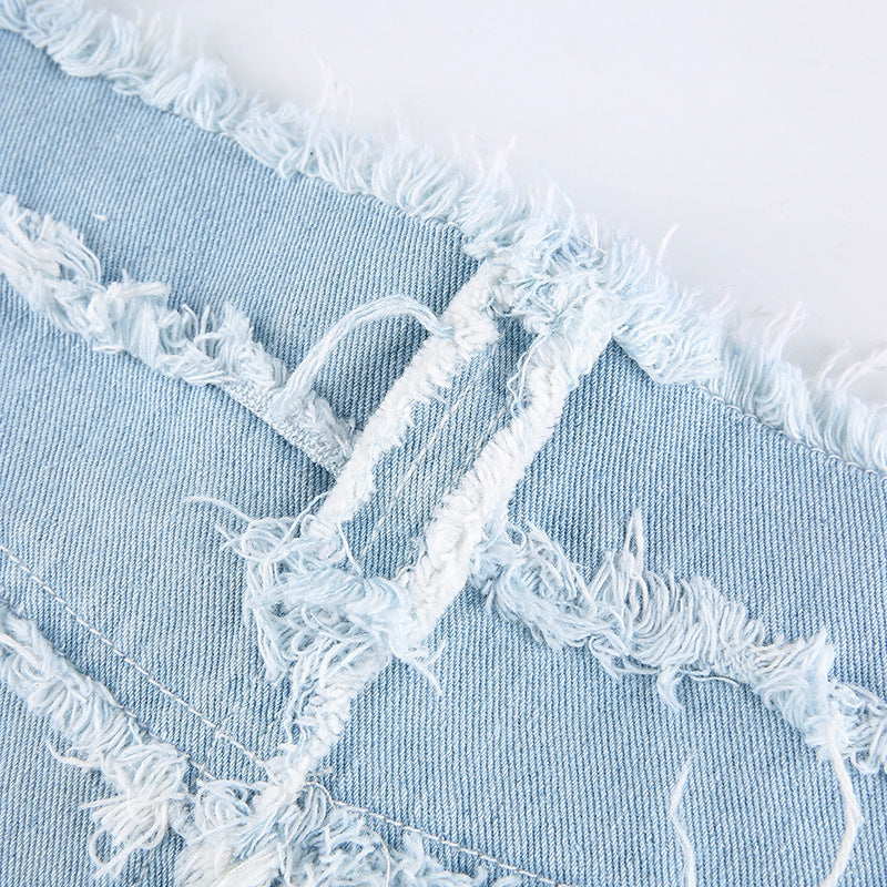 Jupe trapèze décontractée taille haute en jean à imprimé écossais rétro