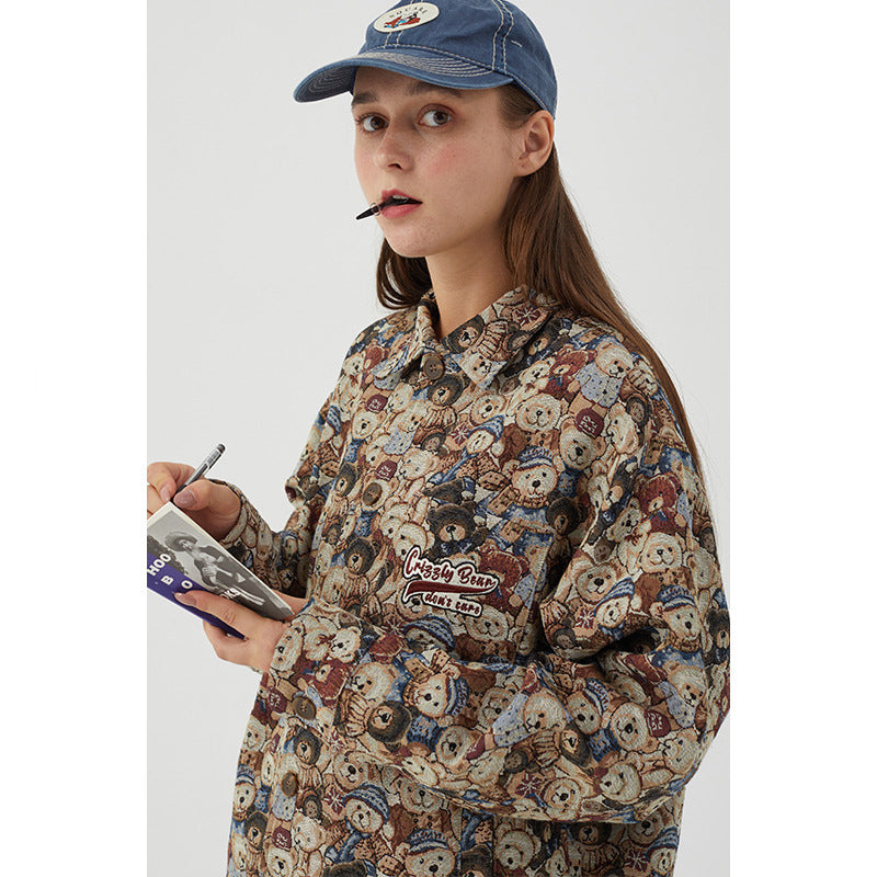 Harajuku Cartoon Couple Loose Bear Korean Jacket