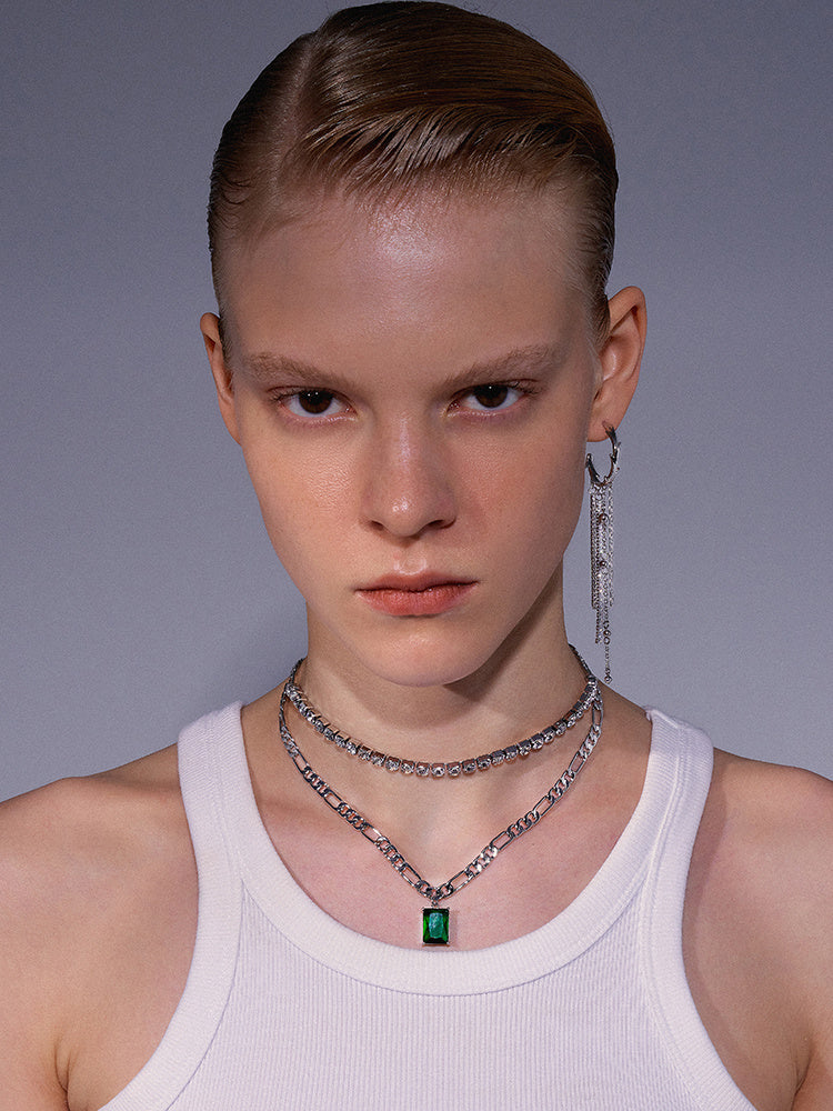 Collier chaîne de clavicule à double couture et strass importés, design de niche, sens élevé, luxe léger