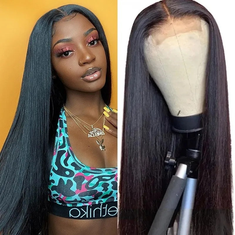 Perruque Lace Front Wig naturelle, cheveux mi-longs et lisses