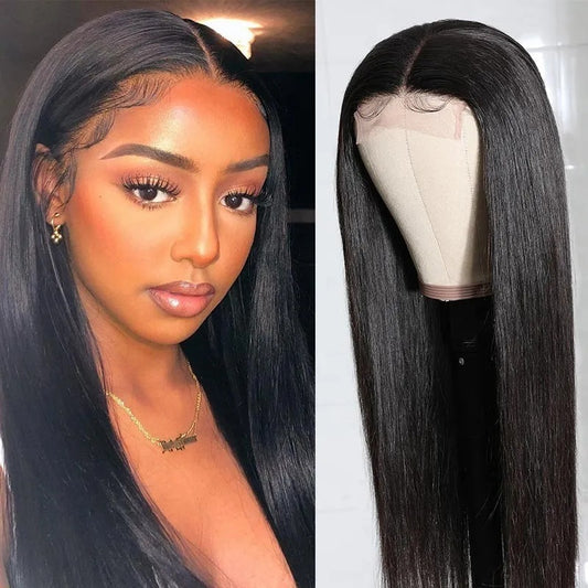 Perruque Lace Front Wig naturelle, cheveux mi-longs et lisses