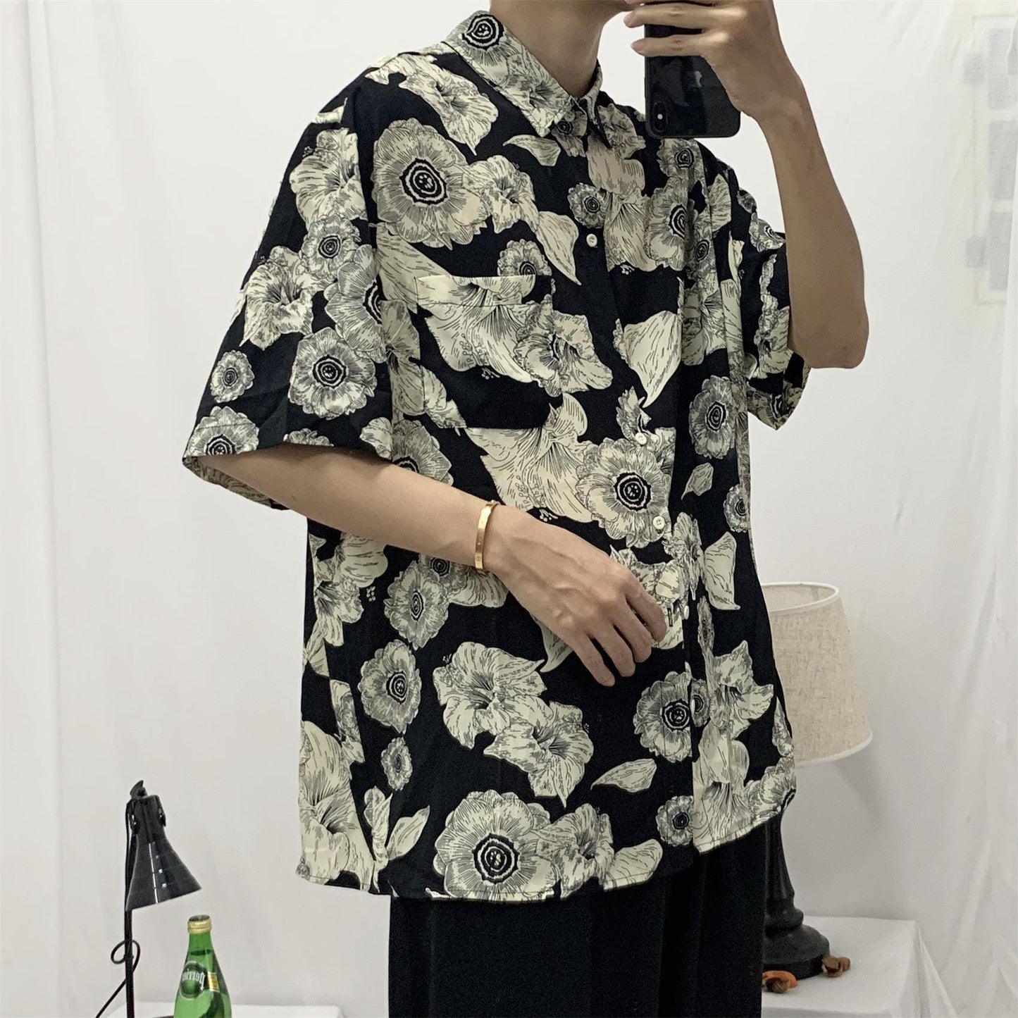 Flower Shirt Short-Sleeved Original Design Loose