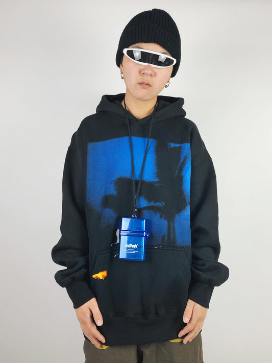 Pull à capuche polaire imprimé Phantom Night View pour homme, style hip-hop, collection automne-hiver