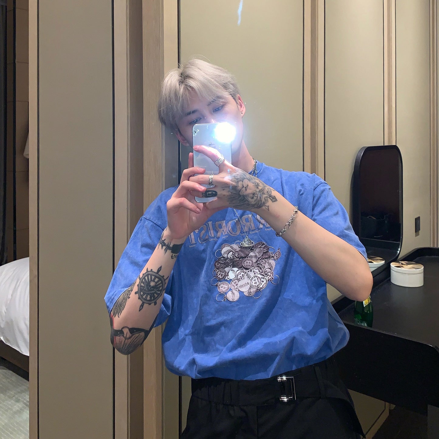 T-shirt homme à manches courtes, style rétro, motif pièce d'or