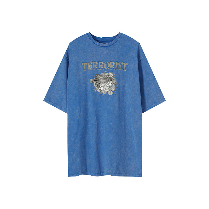 T-shirt homme à manches courtes, style rétro, motif pièce d'or