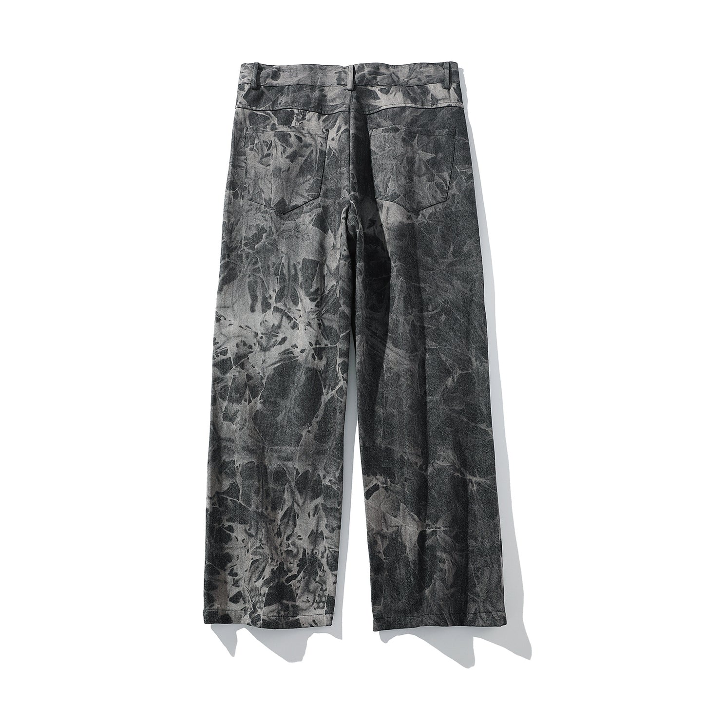 Streetwear Männer Lose Denim Hosen Graffiti Print Schwarz Vintage Denim Hosen