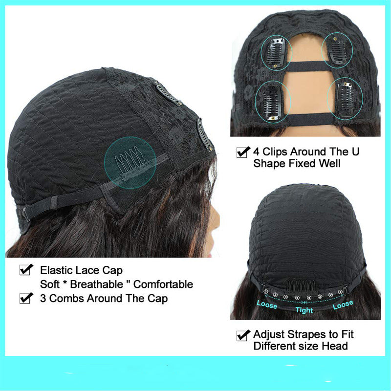 Parrucche brasiliane con parte centrale ondulata senza colla, densità 150