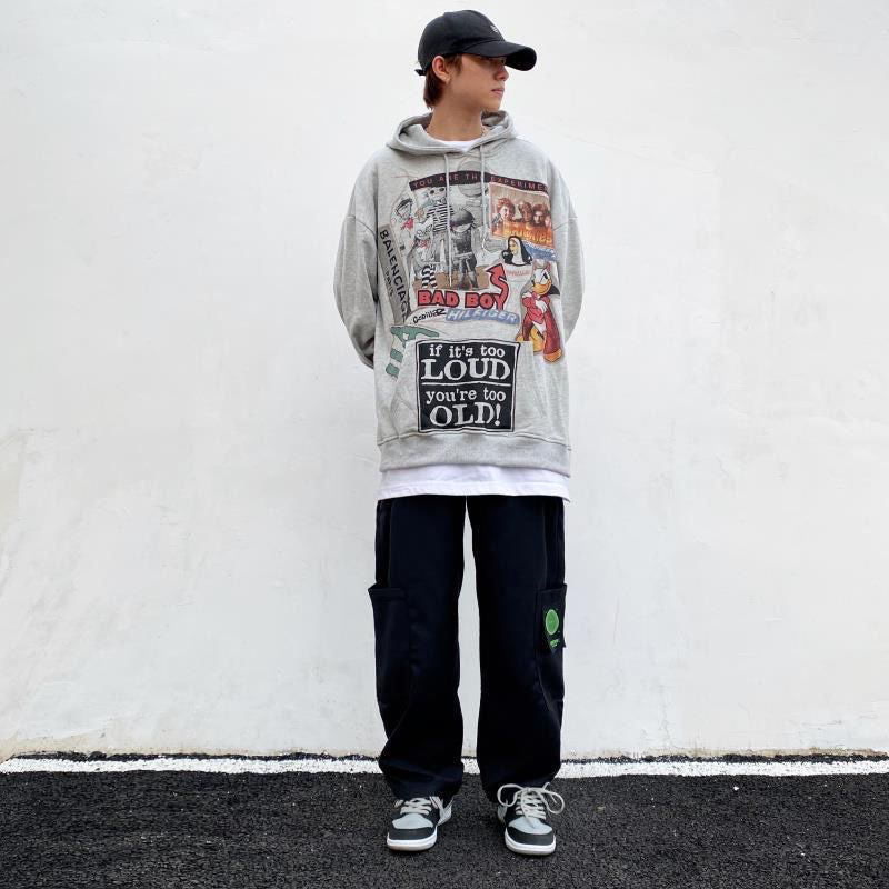 Sweat à capuche blanc style hip-hop, streetwear, gothique, décontracté, humoristique, printemps-automne, Harajuku
