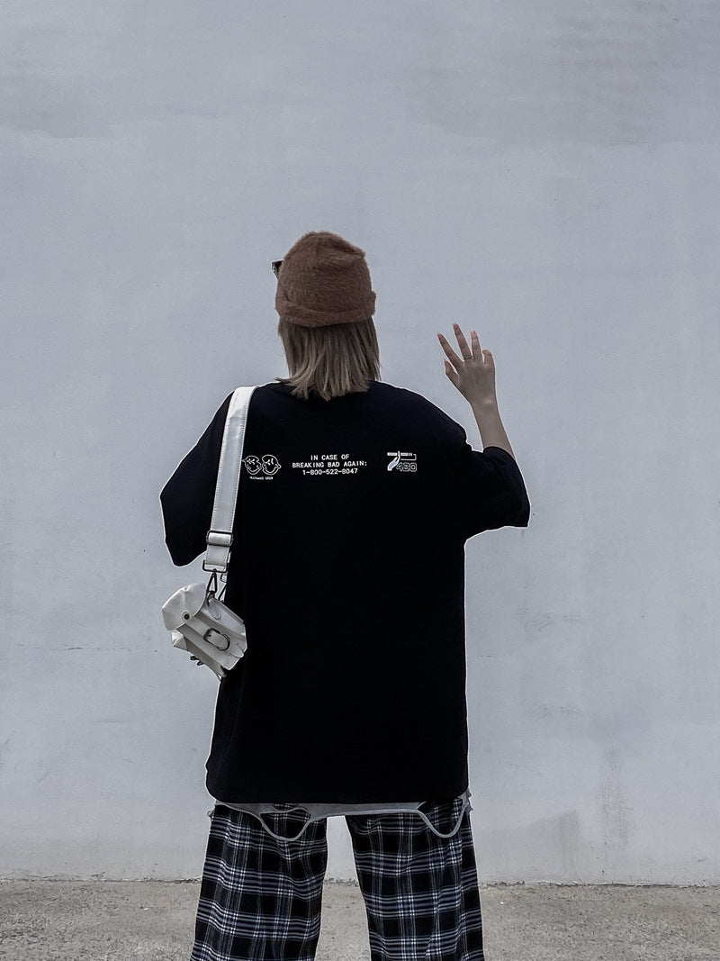 T-shirt oversize à manches courtes pour couples, grande taille, style streetwear