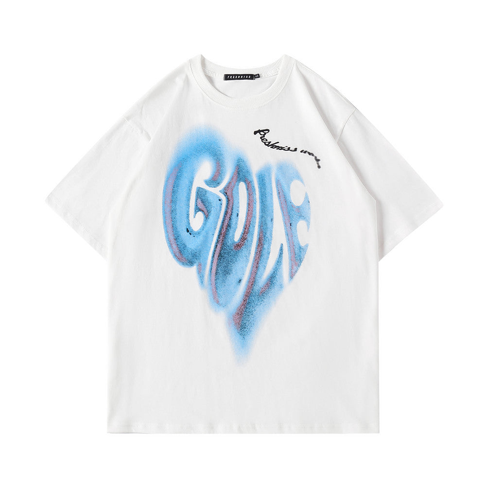 Round Neck Half Sleeves Bf Harajuku Style Trend Loose Half Sleeves