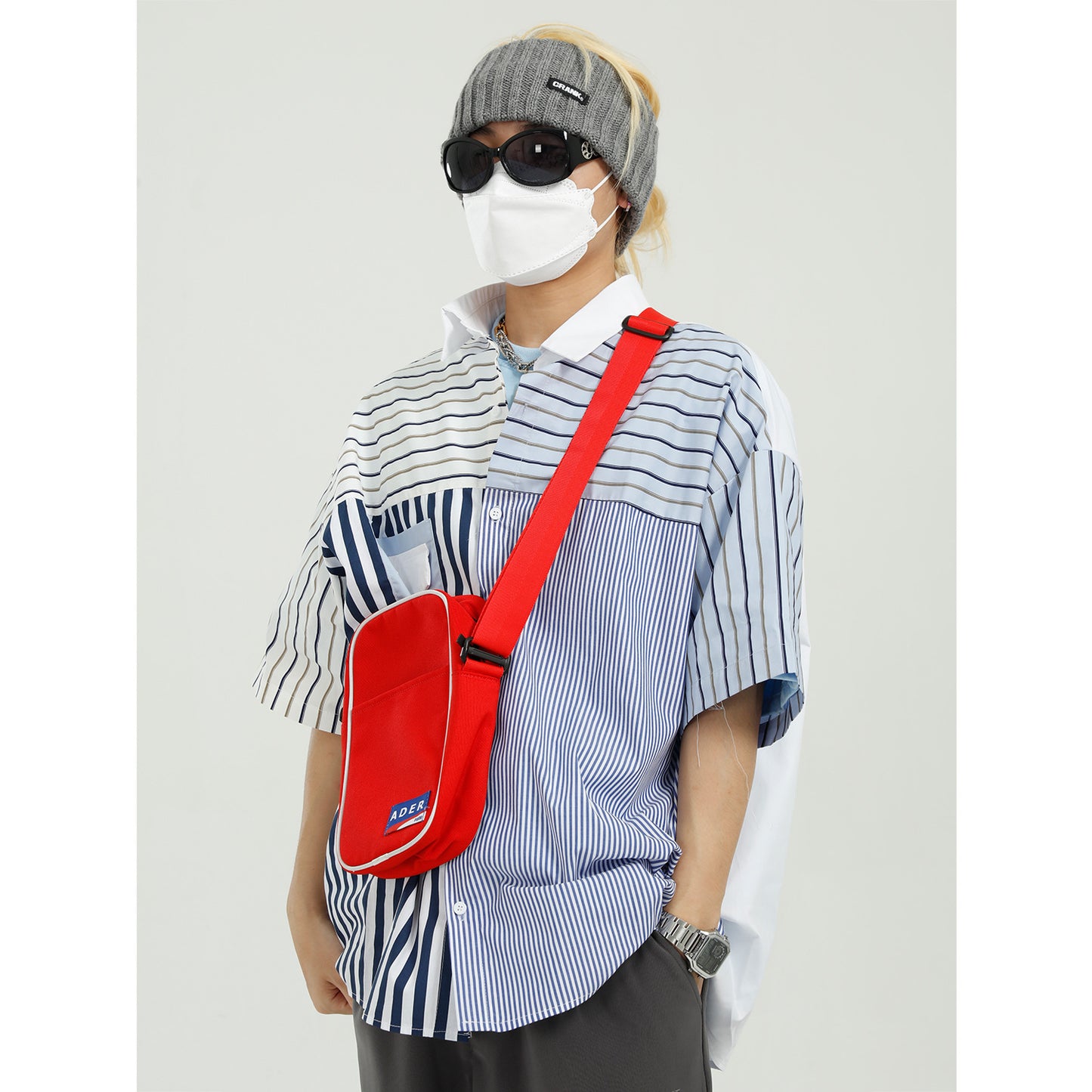 Stitching Striped Short-sleeved Shirt Design Casual Shirt