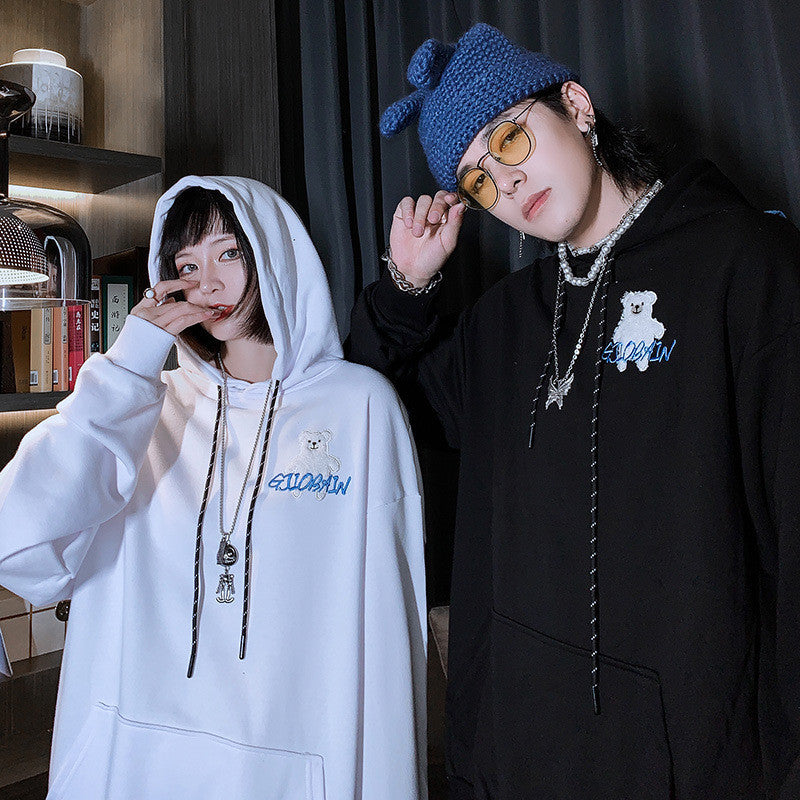 Long Loose Sweater With Embroidered Bear Towel