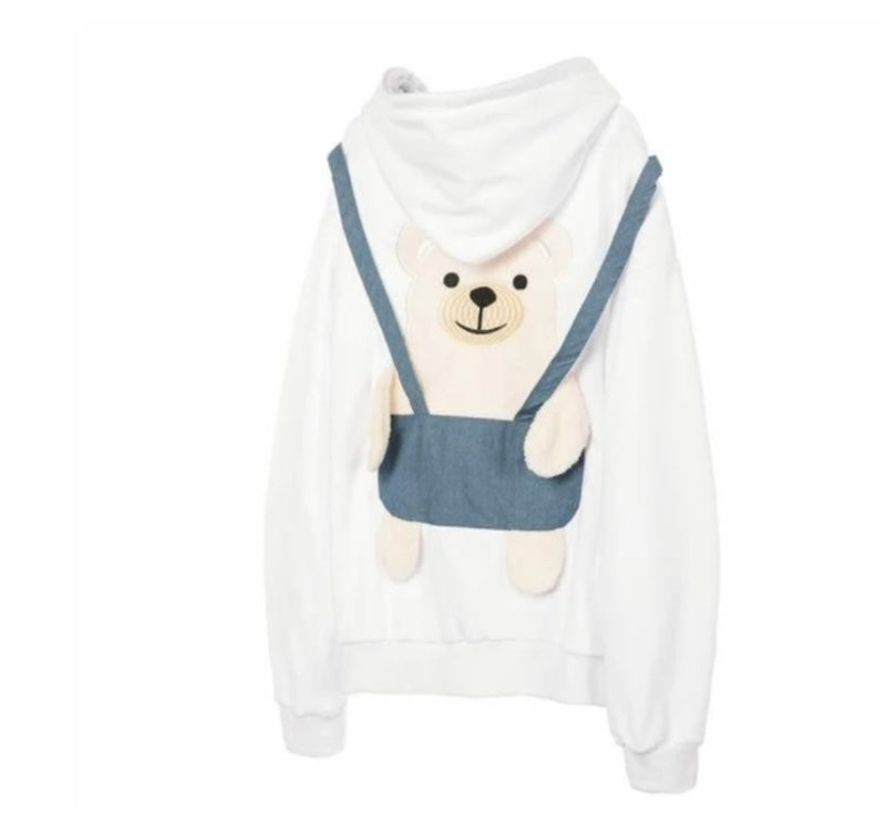 Long Loose Sweater With Embroidered Bear Towel