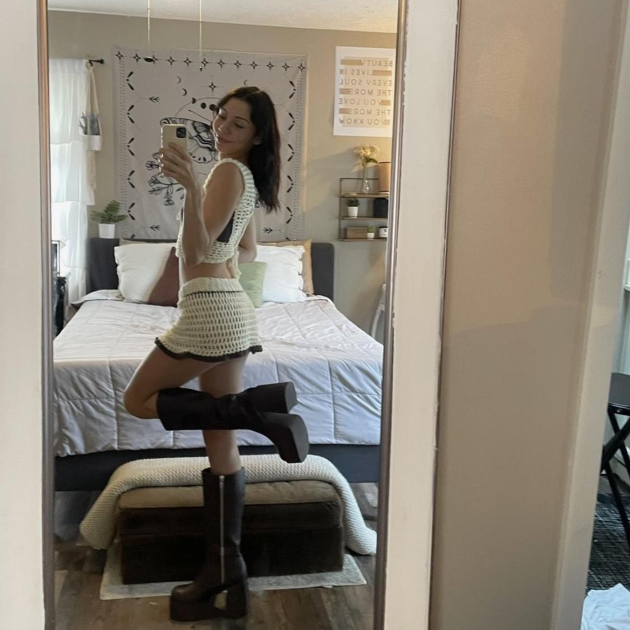 Knitted Color Matching Sleeveless Vest Split Skirt Outfit