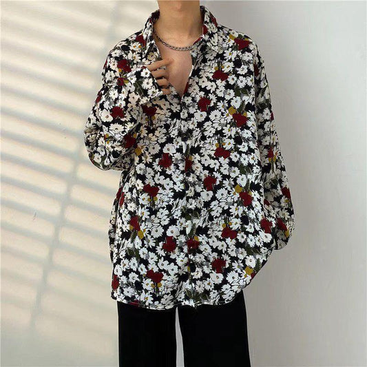 Loose Vintage Floral Shirt Long Sleeve