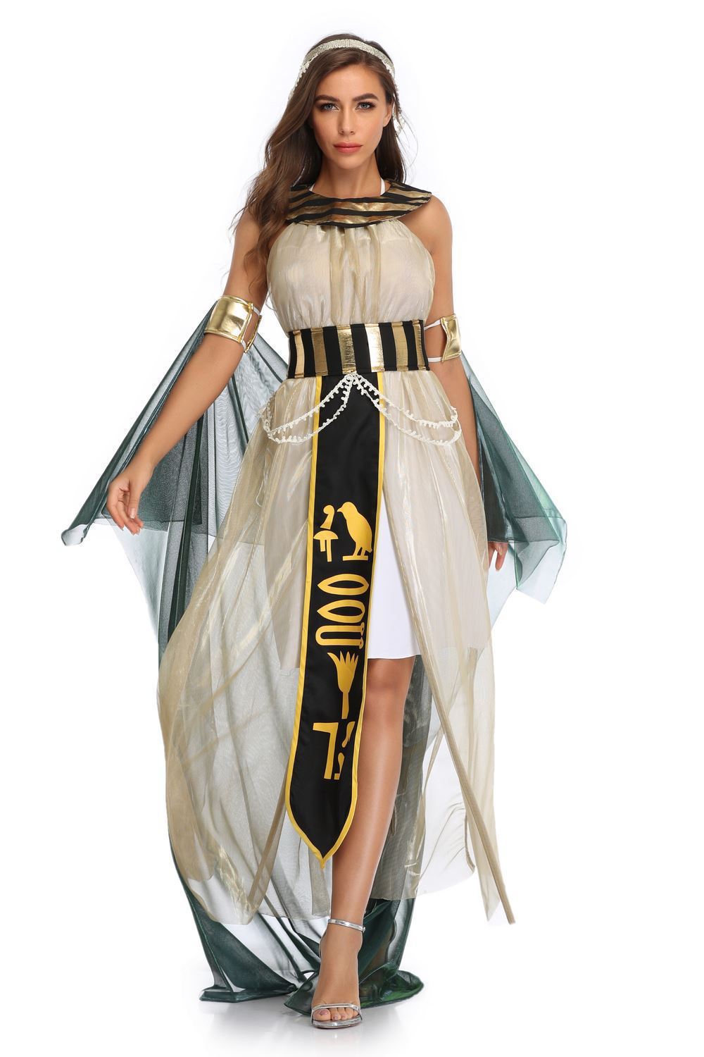 Halloween Costume Cosplay Egyptian Pharaoh Cleopatra Greek Goddess Stage Opera Show Performance Gown