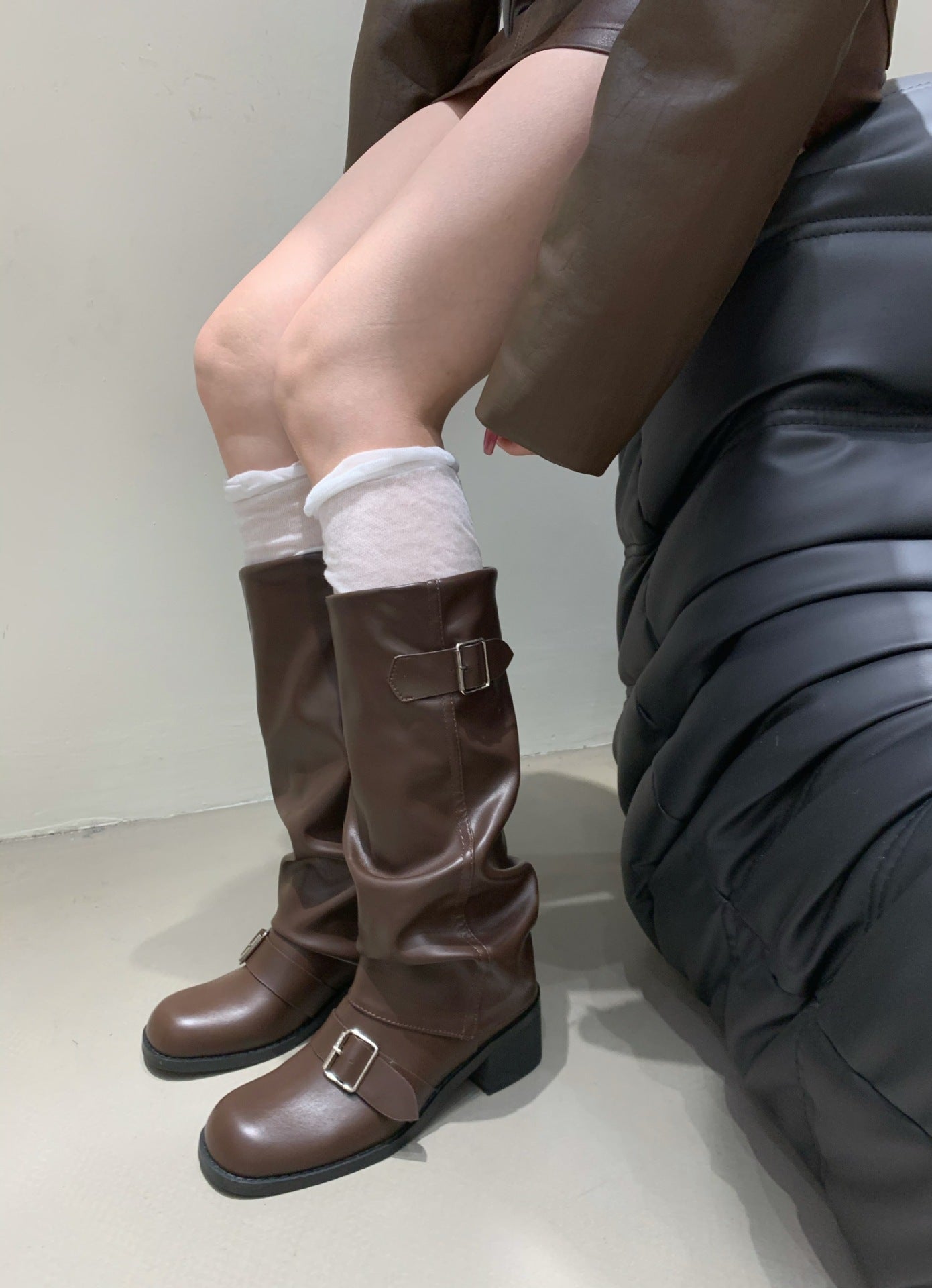 American-style Pleated Pile Style Boots