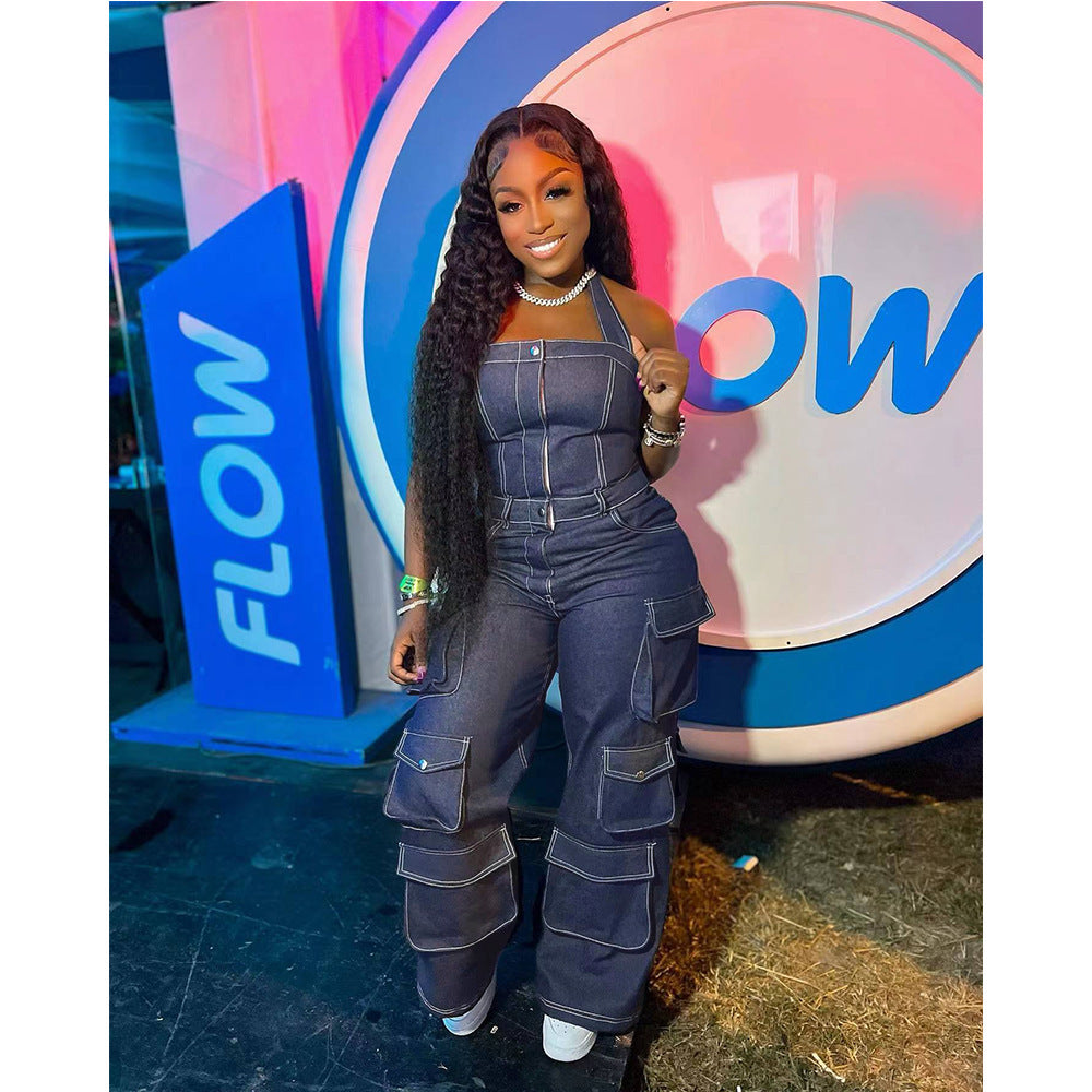 Tuta in denim con personalità alla moda