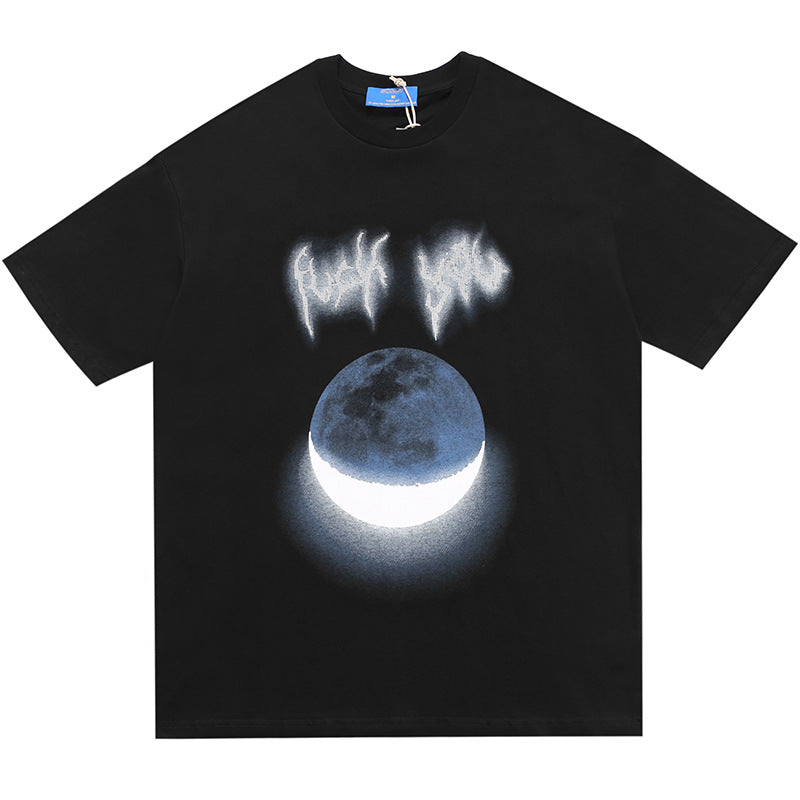 Loose moon pattern short sleeves