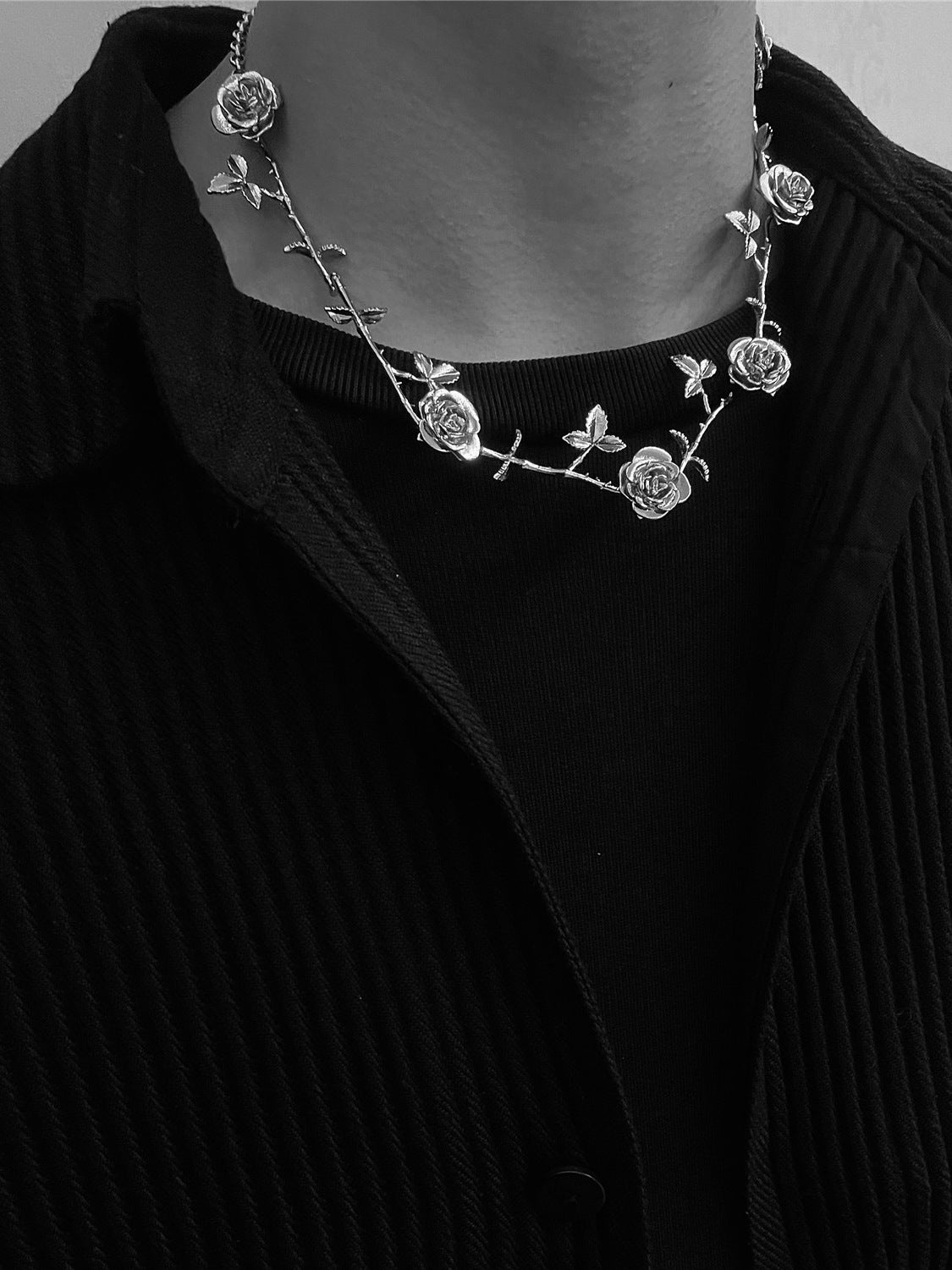 Rose Couple Sterling Silver Necklace For Men And Women Trendy Light Luxury