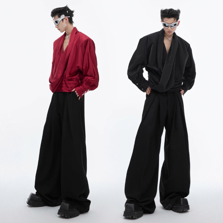 V-neck Padded Shoulder Shirt Loose Cardigan Top